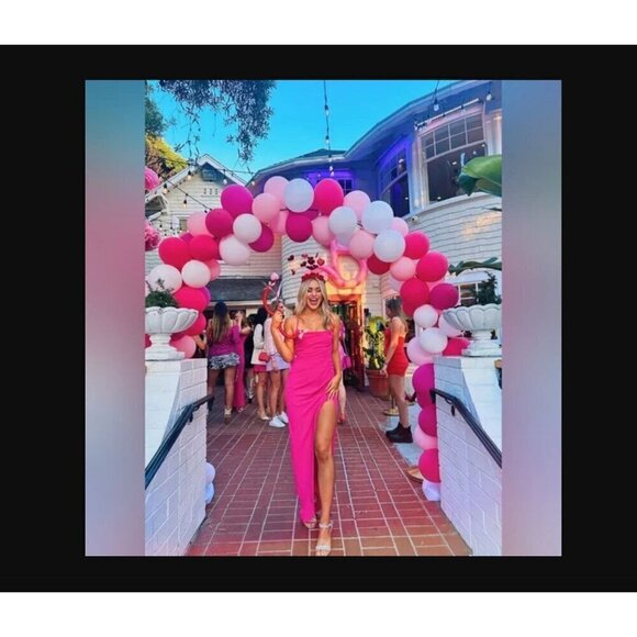 Amanda Uprichard Jasalina Maxi Dress Hot Pink Womens Size Large - Picture 2 of 11